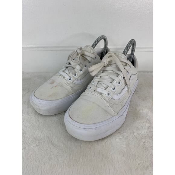 Vans Old Skool white Platform Shoes Women's Size 7 Canvas Sneakers - Picture 1 of 8
